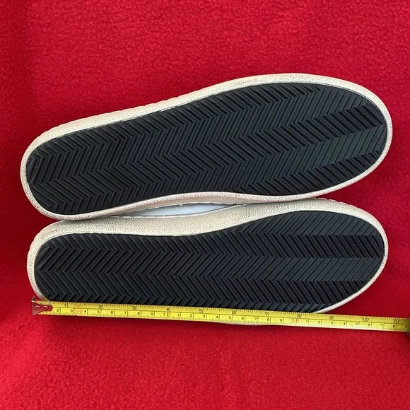 New White Vintage-Look Designer-Like Sneakers w/Silver Glitter Stars Euro 44 - Picture 8 of 8